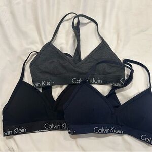 NEW Calvin Klein Triangle Racerback Bralette Set - Black, Gray, and Navy Small